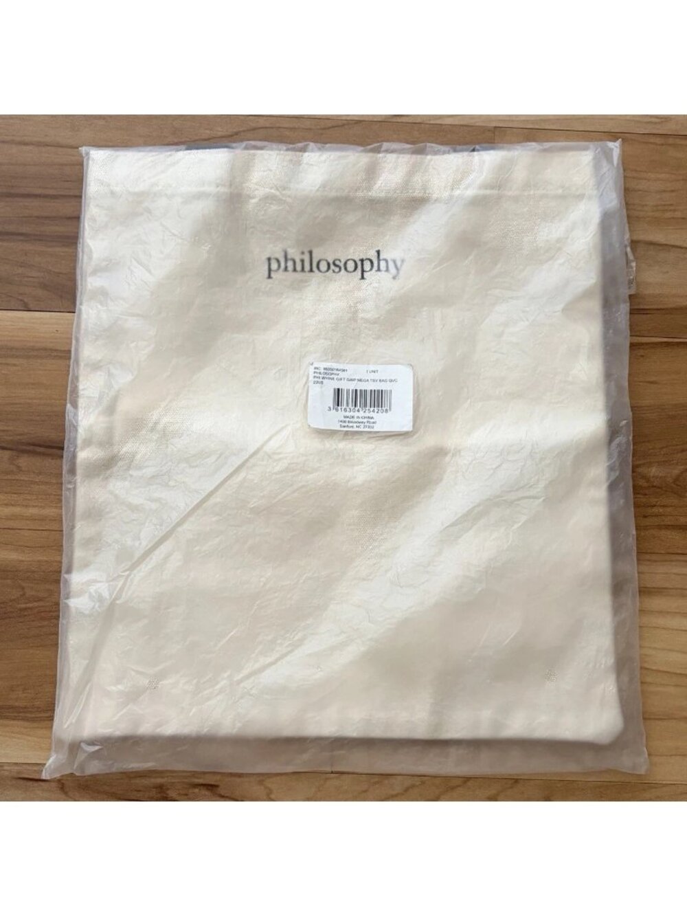 Philosophy Whine Gift Bag Tote 12” Beige Canvas New